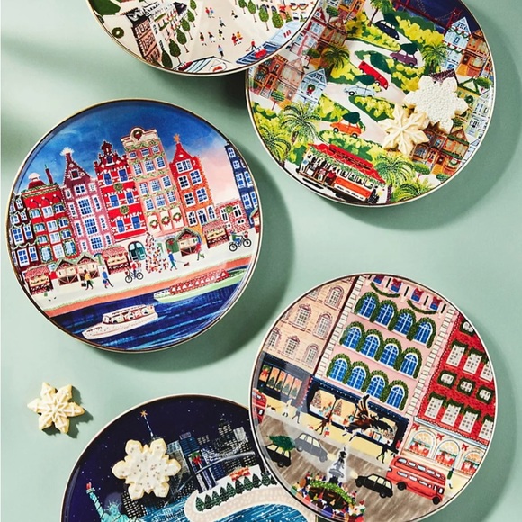 Anthropologie Christmas Time In The City London Plate - Picture 3 of 4